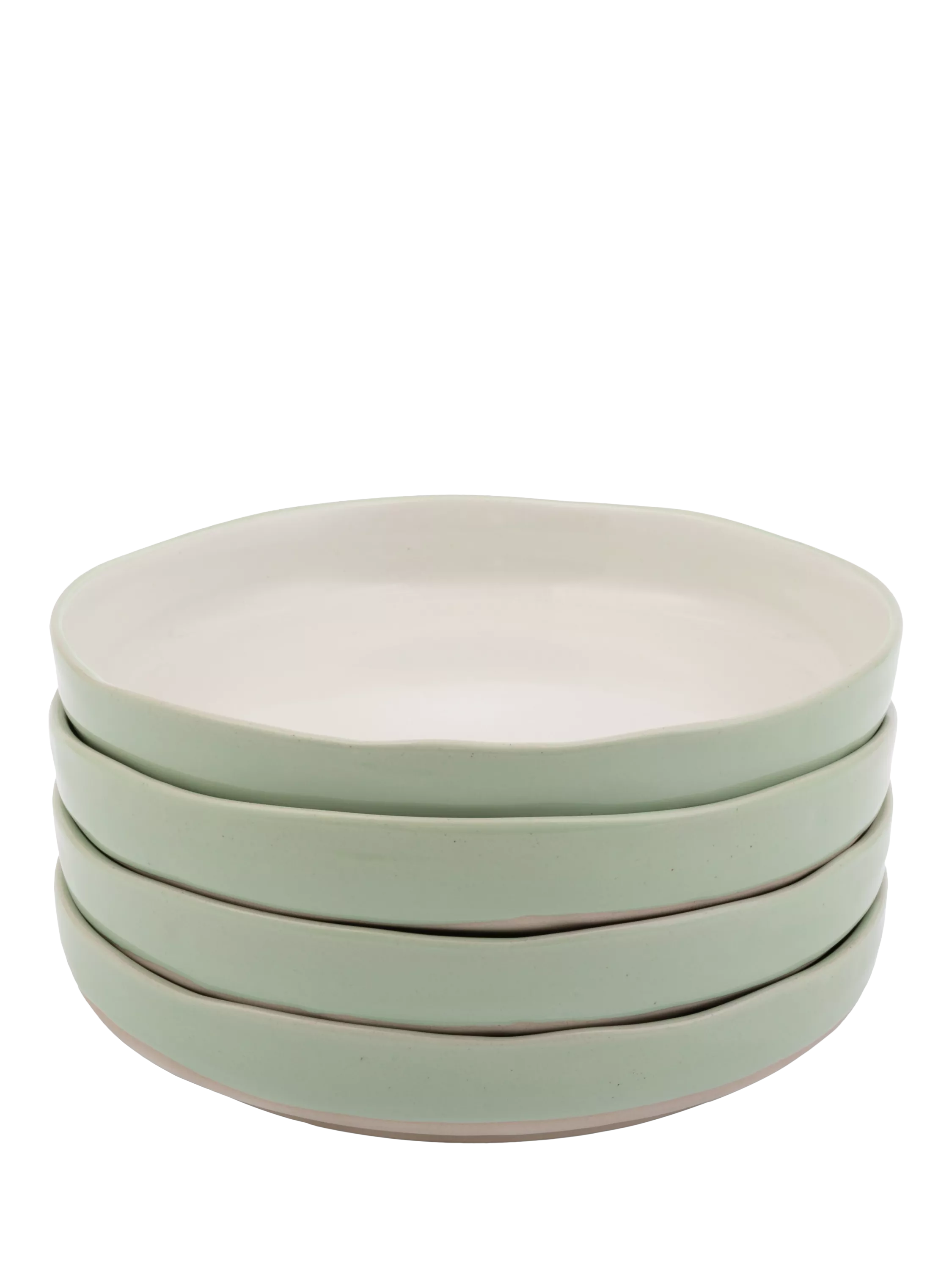 Jamie Oliver Big Love Stoneware Dishy Bowls, Set of 4, 22cm, White/green