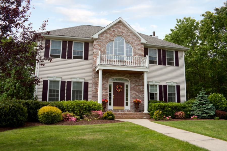 Stone and Siding Colonial home