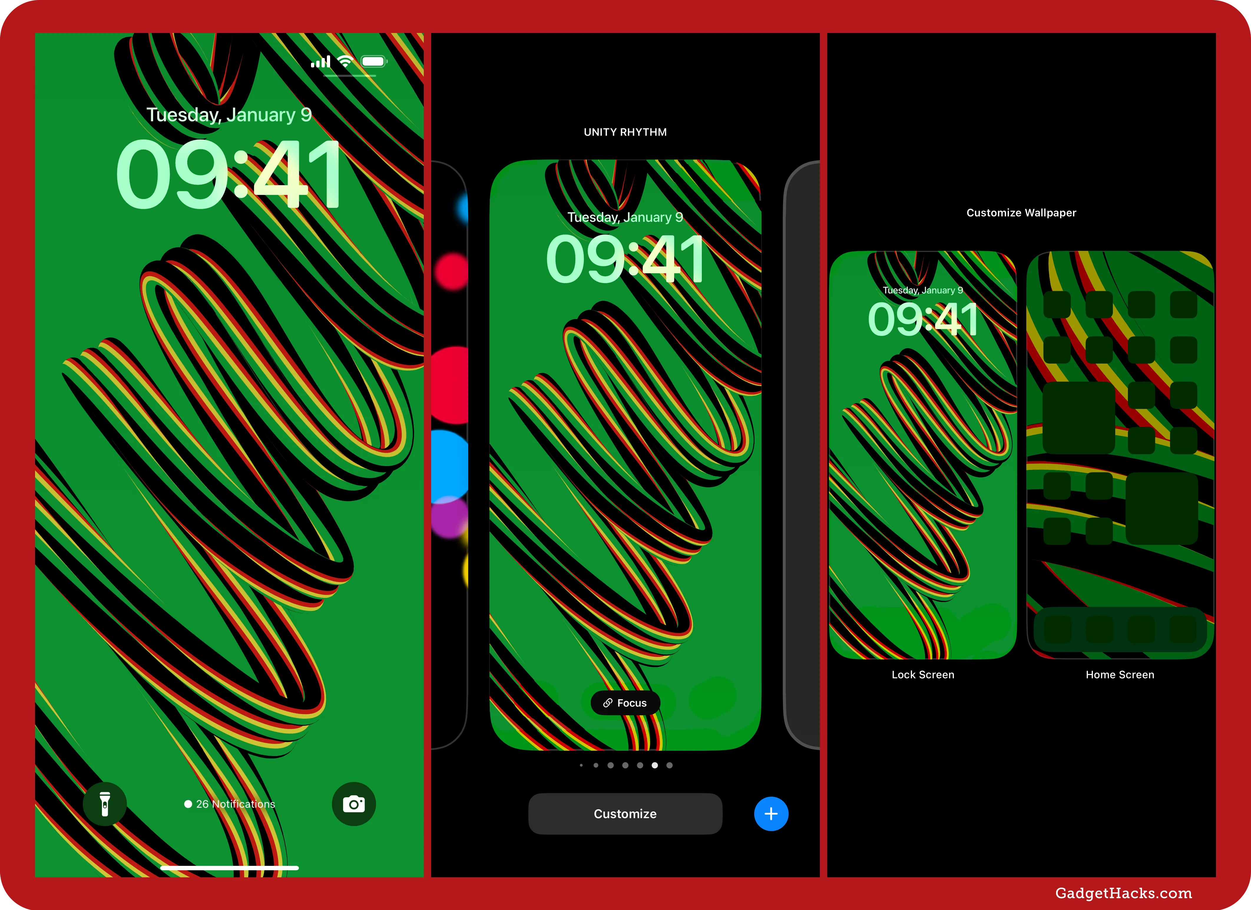 Opening the Lock Screen editor, tapping Customize, and choosing Lock Screen.