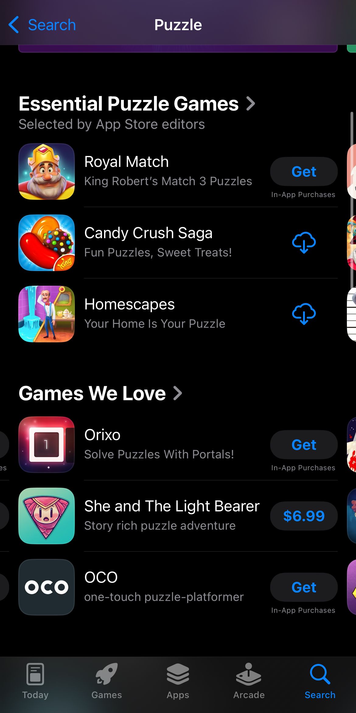 Puzzle games on iPhone's App Store.