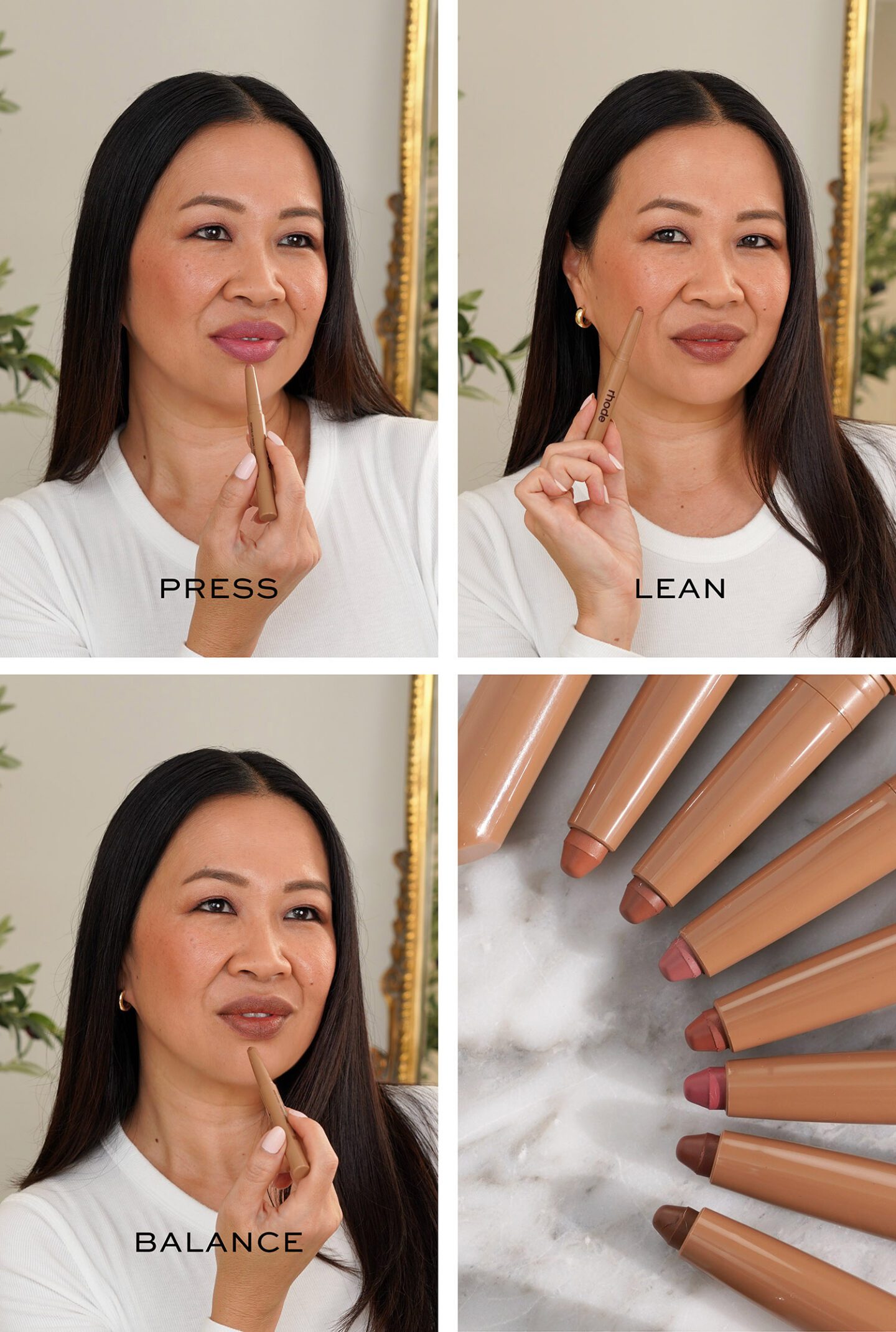 Rhode Peptide Lip Shape swatches