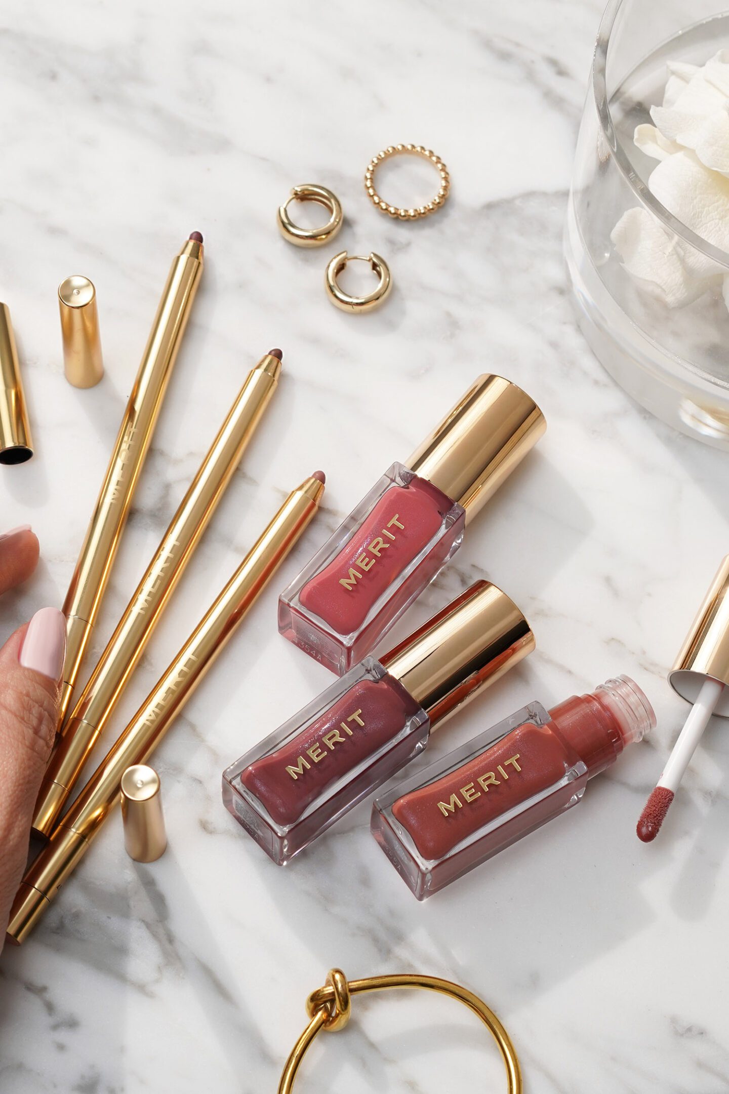 Merit Shade Slick Lip Oil and Signature Sheer Lip Liner