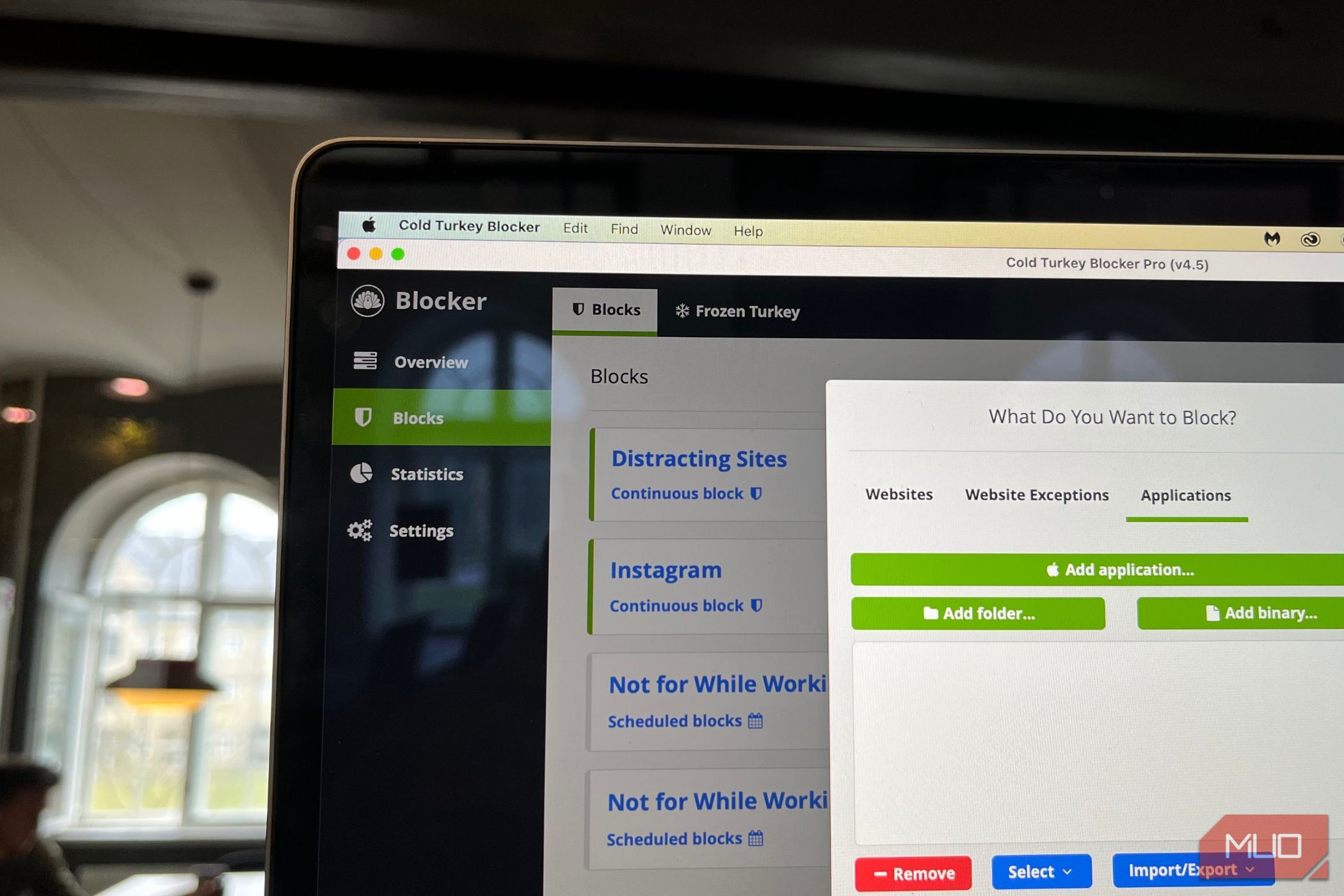 The Cold Turkey app on a computer
