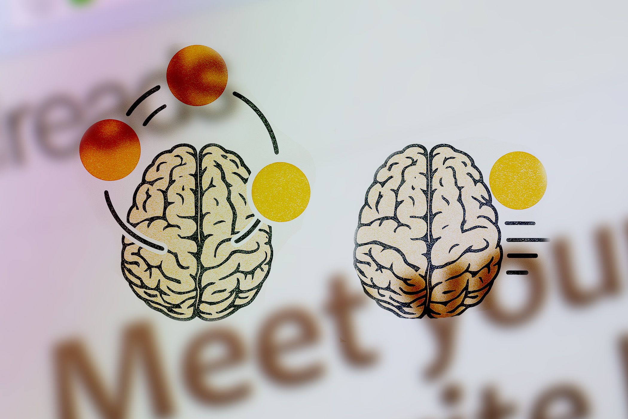 Symbolic image of two brains next to each other indicating multitasking
