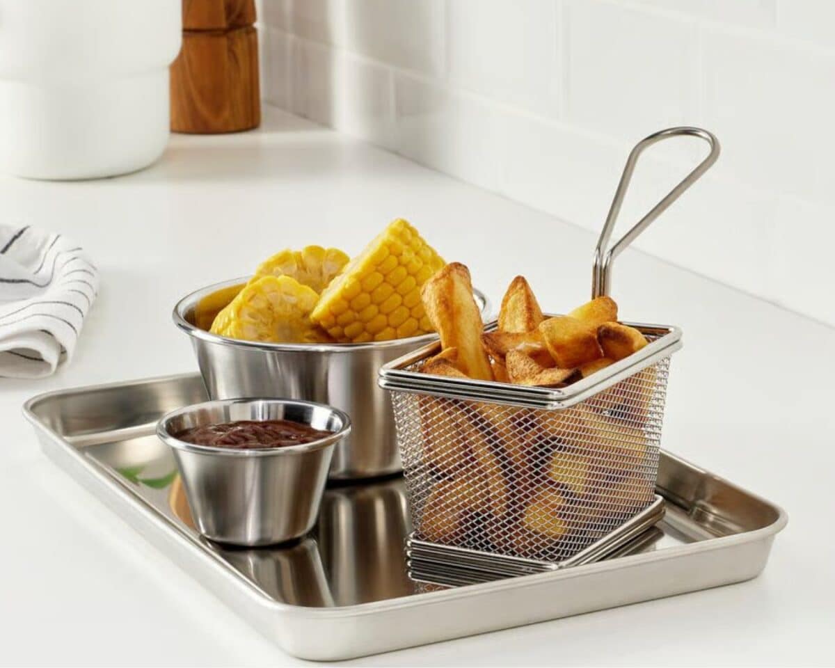 Champagne Taste, IKEA Budget: Outdoor Kitchen Ideas for Less 28 GRILLTIDER Stainless Steel Serving Tray, Bowls, and Basket