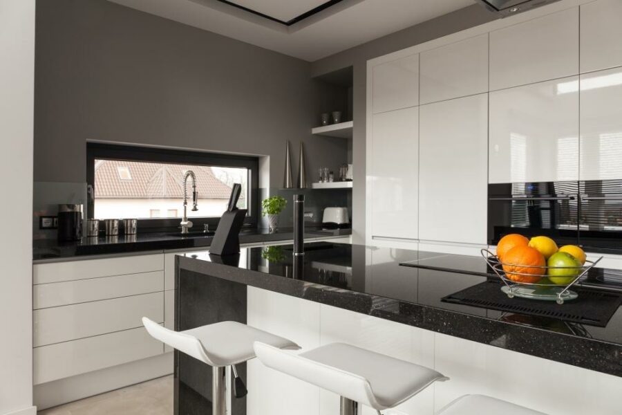 Two Tone Cabinets - White and Gray Kitchen Cabinets