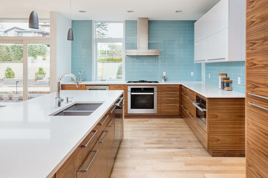 Two Tone Cabinets - White and Rich Wood