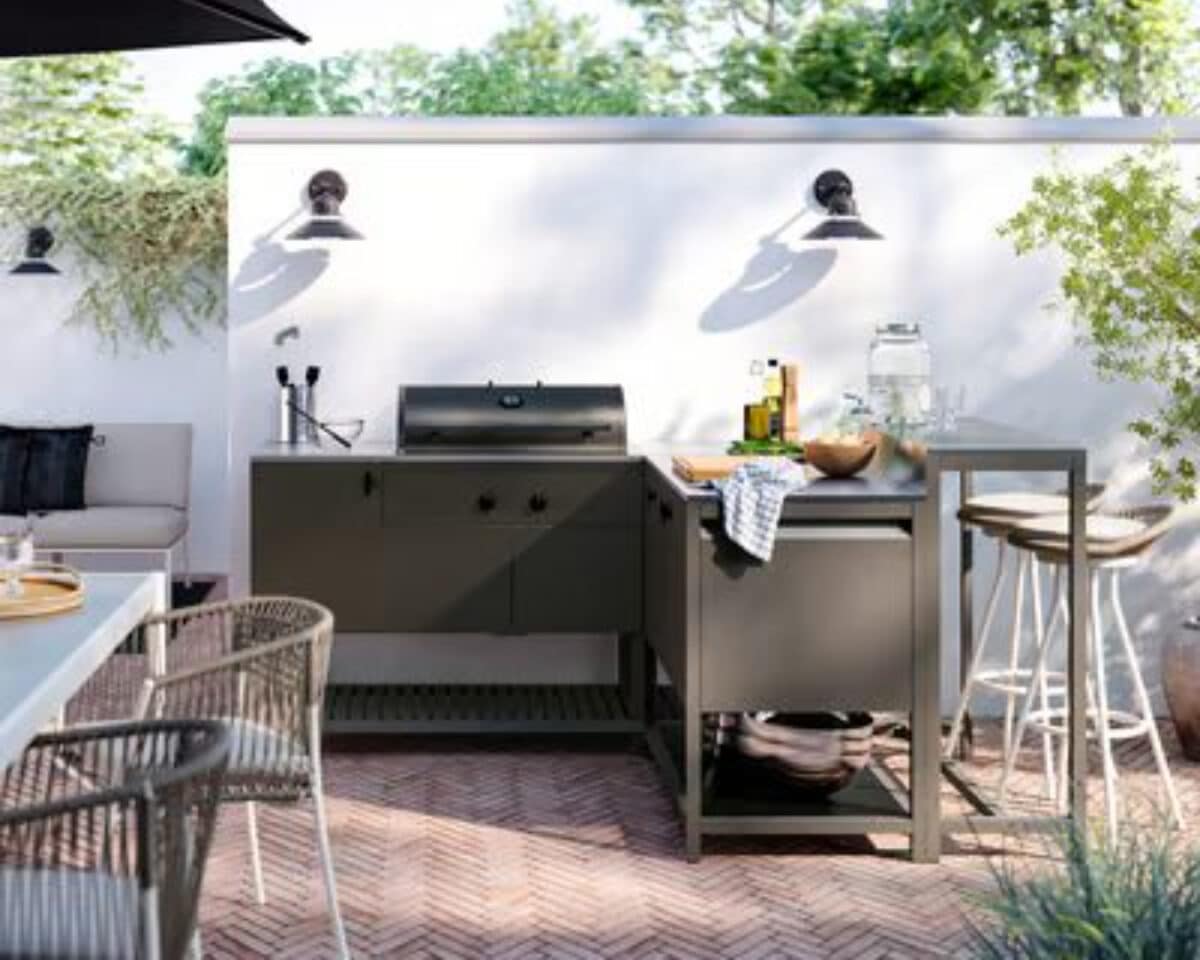 Champagne Taste, IKEA Budget: Outdoor Kitchen Ideas for Less 17 BÅTSKÄR Outdoor Kitchen With Charcoal Grill and Bar Table - outdoor kitchen ideas