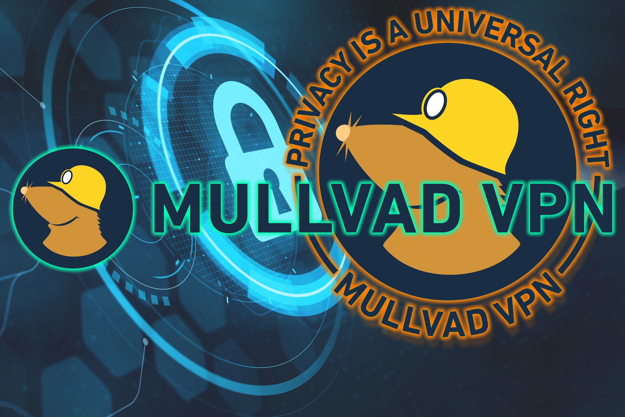 mullvpn logo with padlock background