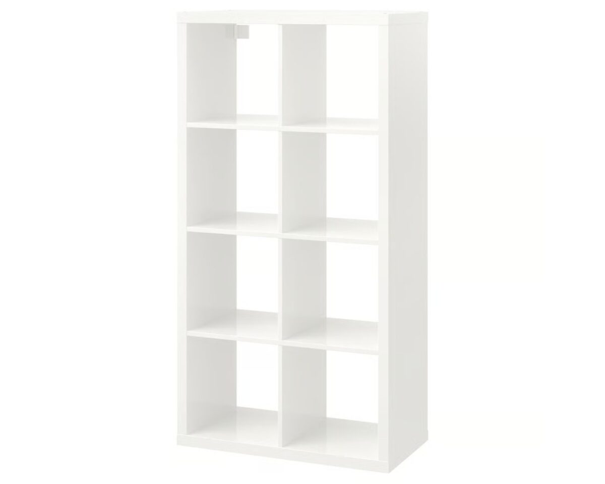 KALLAX shelving unit for dorm room desk set up