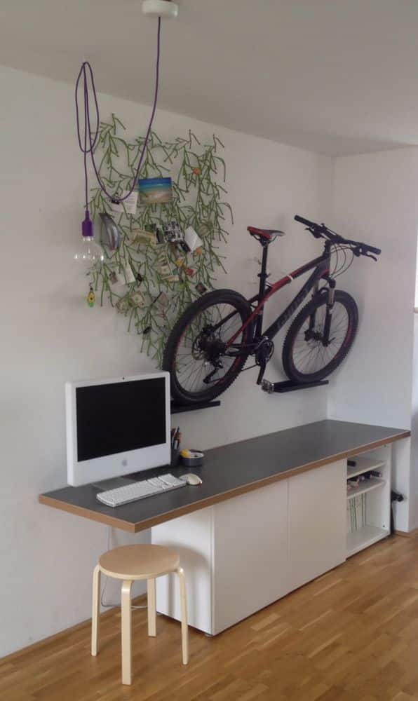 21 Unusual Ways to Use the IKEA Picture Ledge All Around the House 27 bike rack using IKEA picture ledge hack