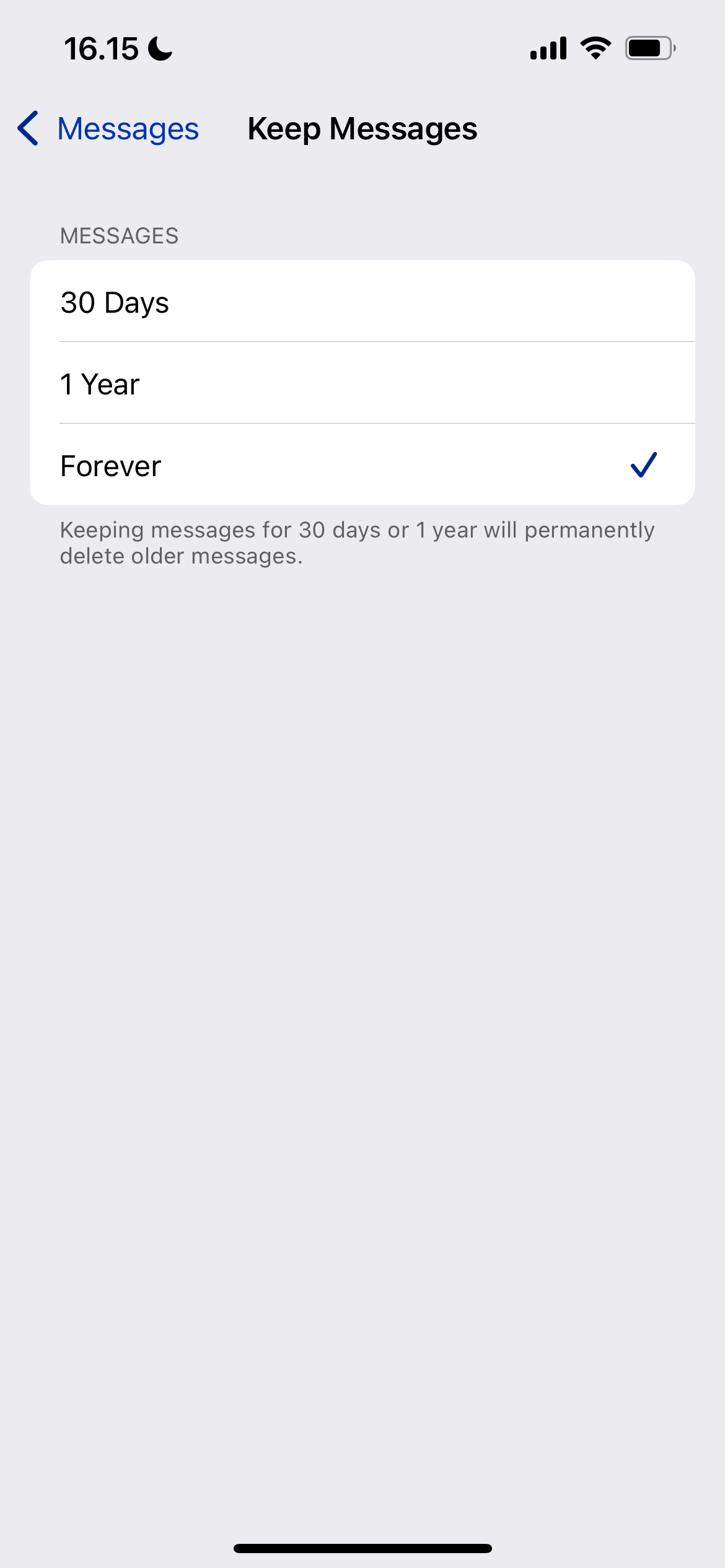 Change messages saved duration on iPhone