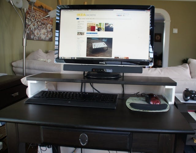 21 Unusual Ways to Use the IKEA Picture Ledge All Around the House 24 Monitor stand with RIBBA picture ledge legs