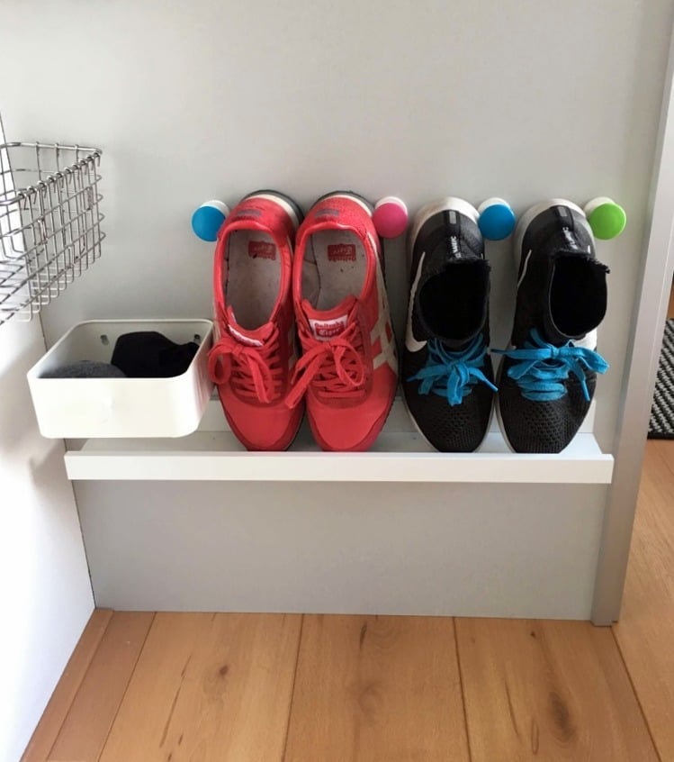 21 Unusual Ways to Use the IKEA Picture Ledge All Around the House 15 shoe shelf using IKEA Picture Ledge