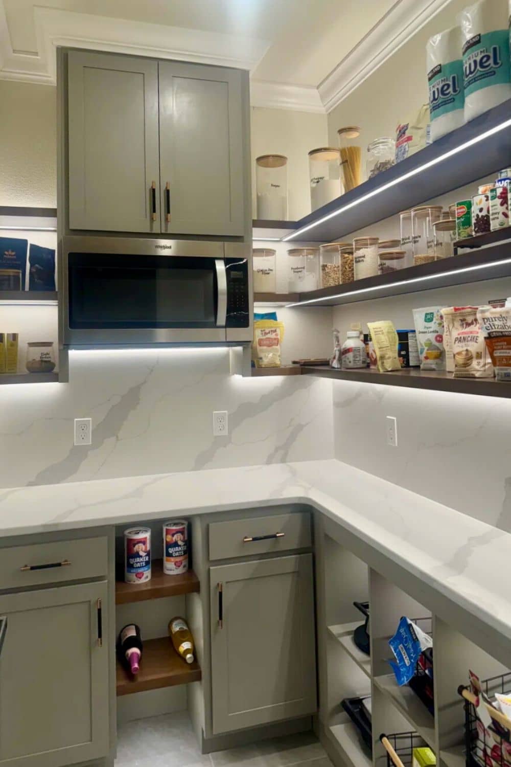 custom pantry IKEA KALLAX hack with open and closed shelving