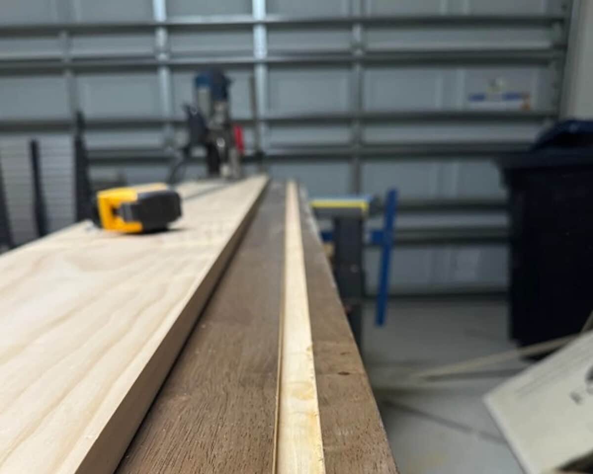 a wood plank on a table
