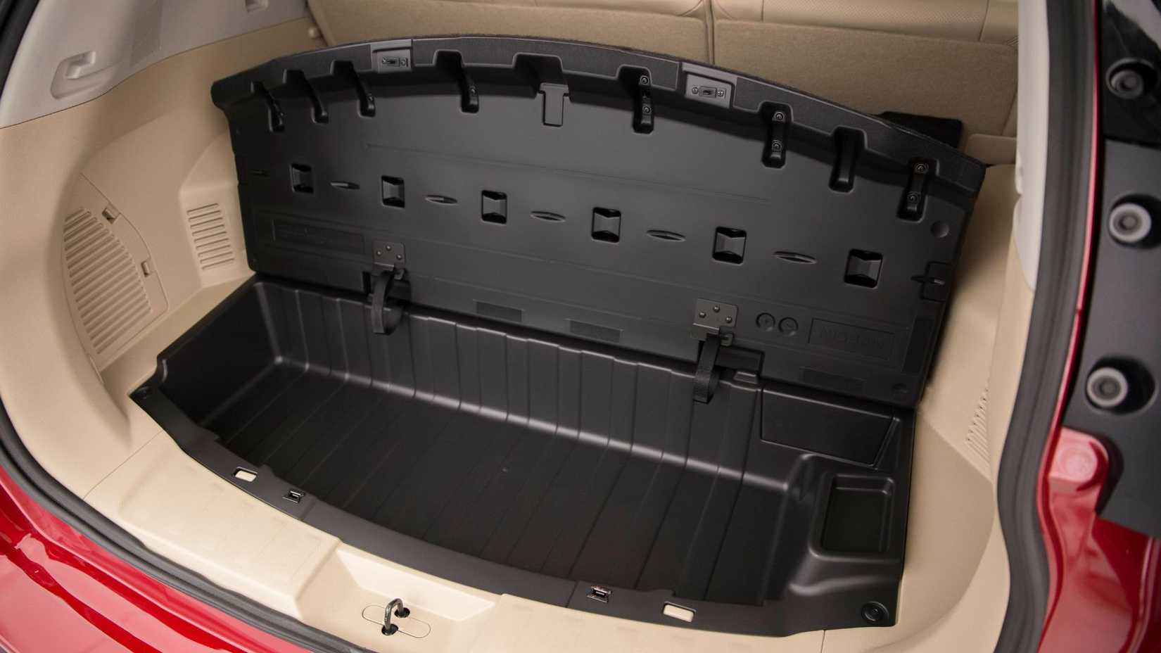 Close-up shot inside the trunk of a 2017 Nissan Rogue Hybrid.