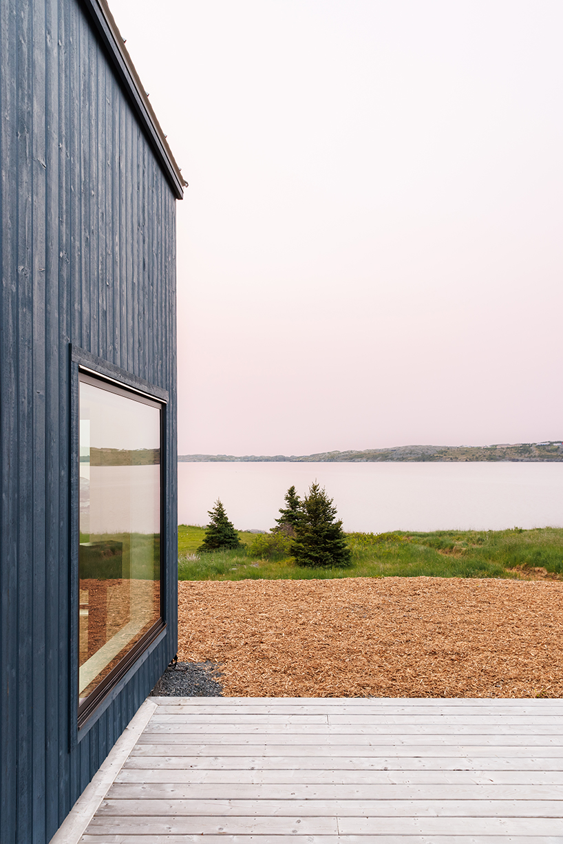 contrasting gable and mono-pitched metal roofs top wood-clad coley's point house in canada