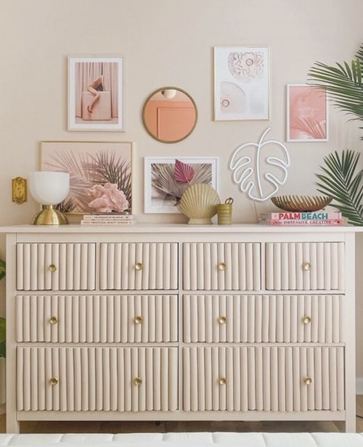 IKEA HEMNES dresser hack with fluted details from half round dowels