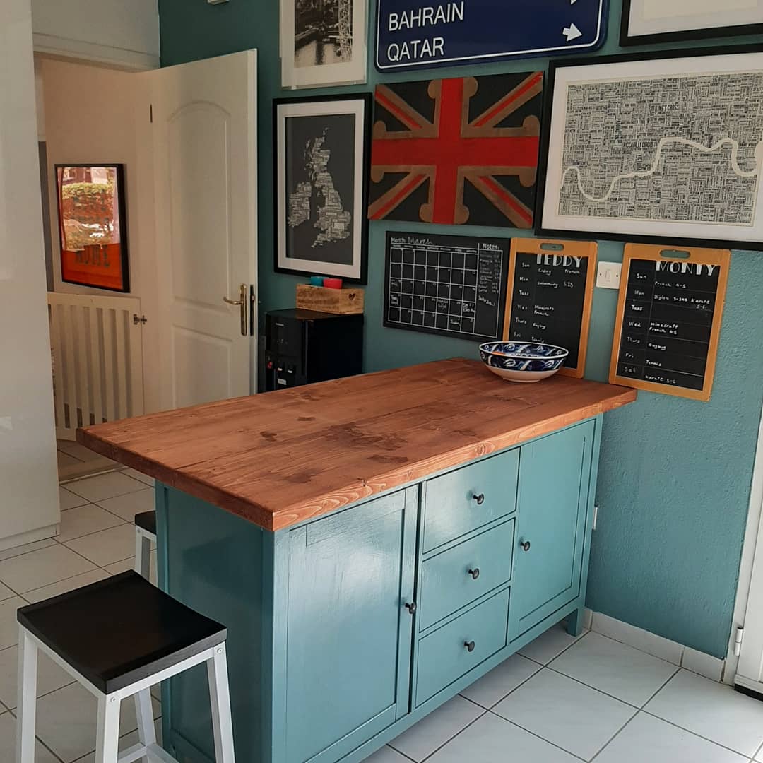 IKEA HEMNES dresser hacked into a kitchen peninsula