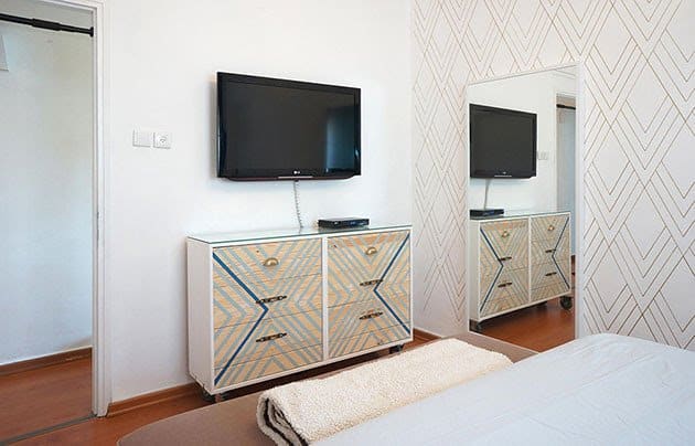 Two RAST chests combined into a TV stand for bedroom