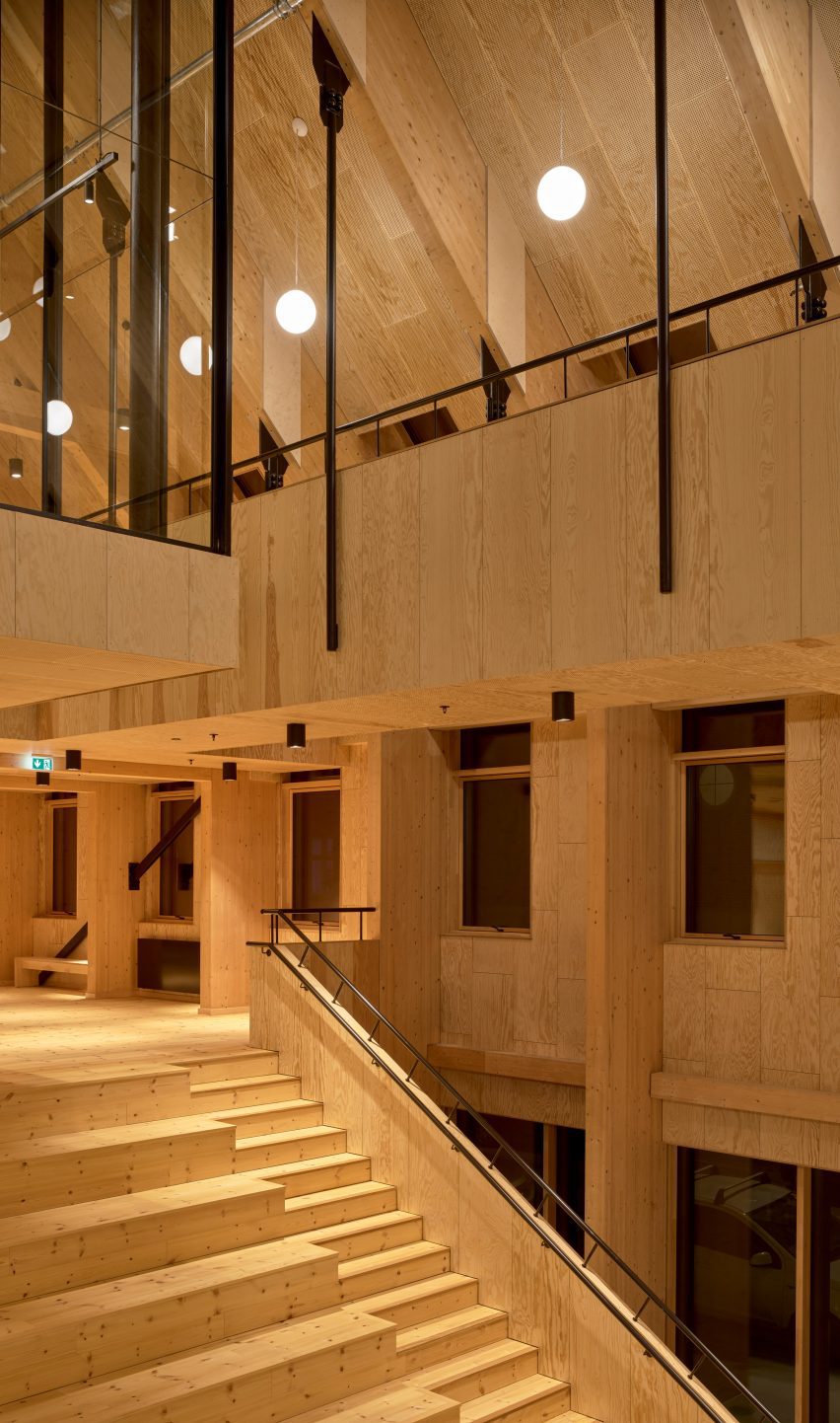 Wood-lined atrium