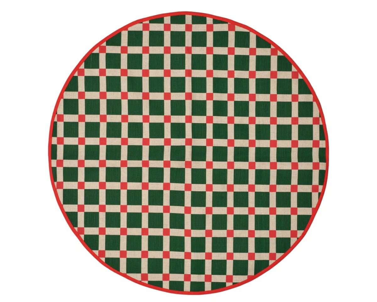 Christmas decor ideas for a classic red and green look with VINTERFINT Checked Tree Skirt