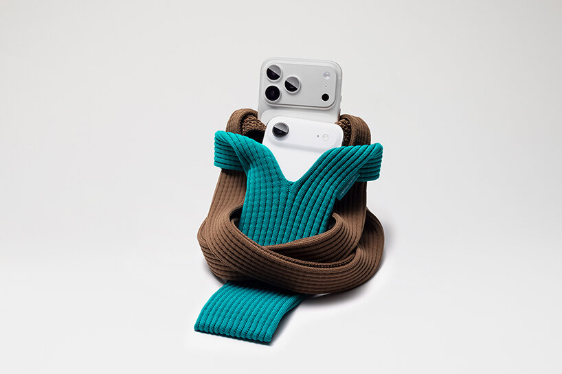 issey miyake & apple craft 3D-knitted 'iPhone pocket' as a wearable way to carry your device