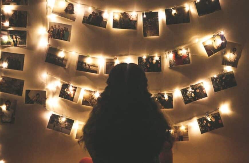string lights with photos