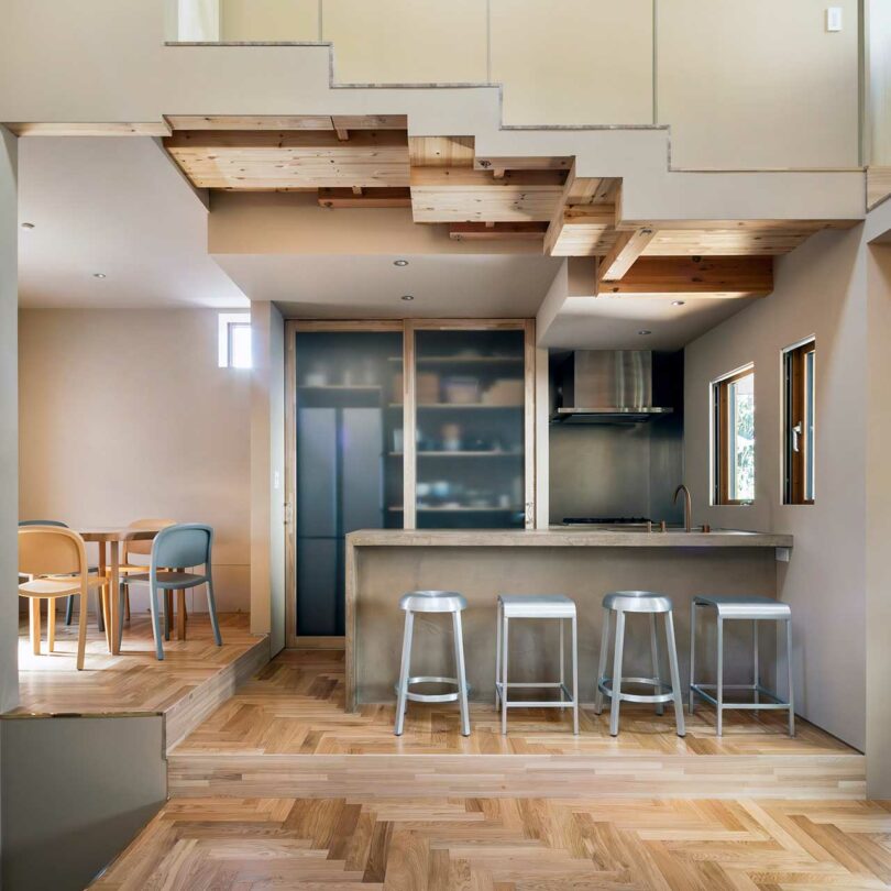 modern kitchen view with bar