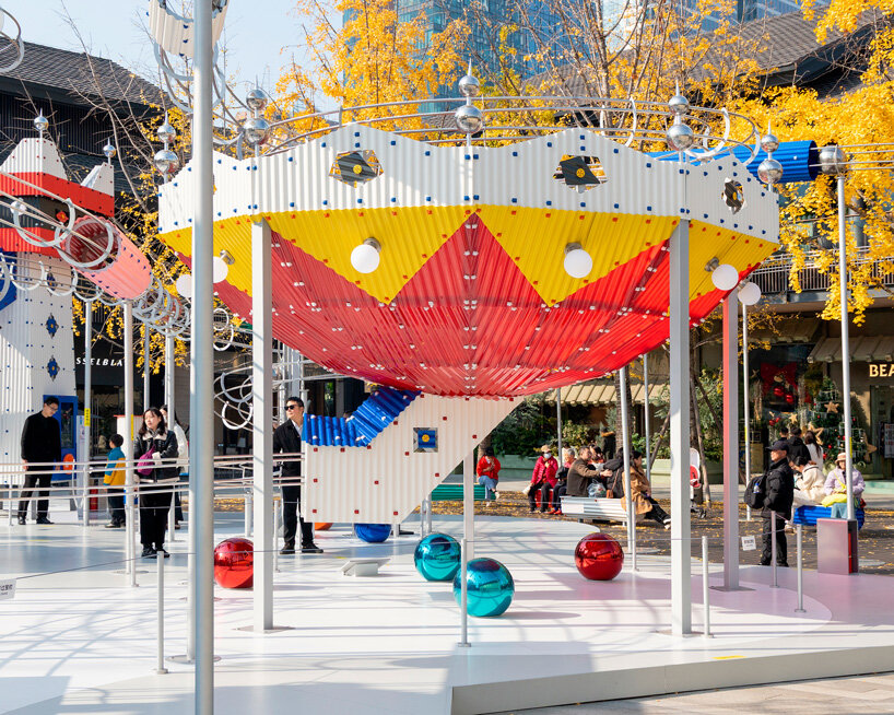 playful rolling ball installation by drawing architecture studio transforms chengdu plaza