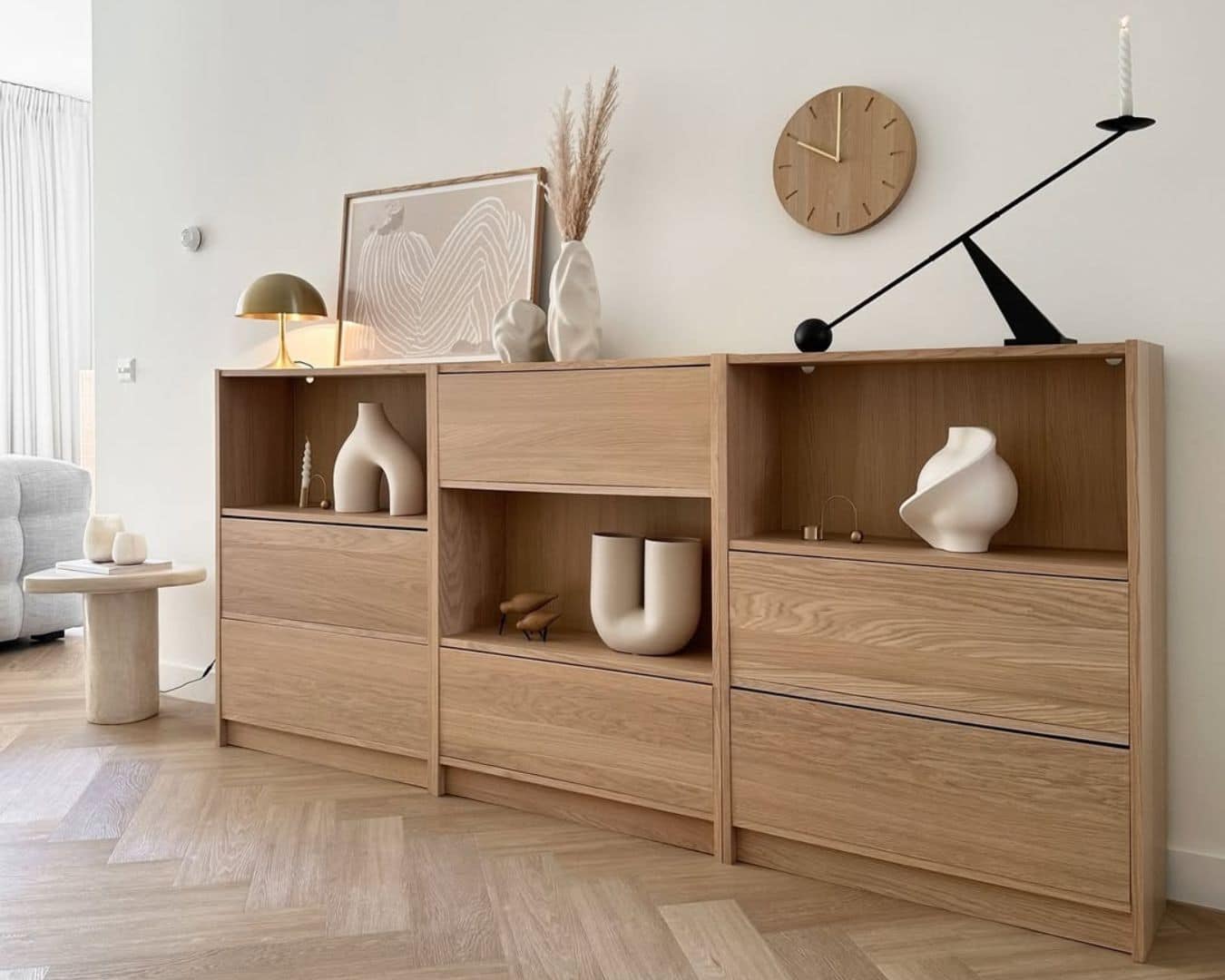 ikea-billy-flip-down-door - IKEA Hackers easy IKEA hack - BILLY Bookcase Credenza with Flip-Down Doors