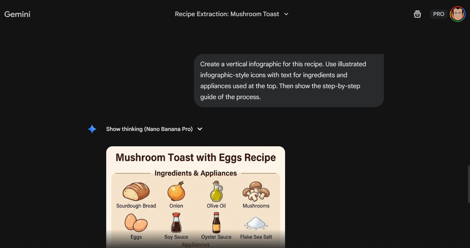 Nano Banana Pro recipe generation.