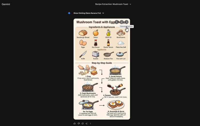 Nano Banana recipe infographic.