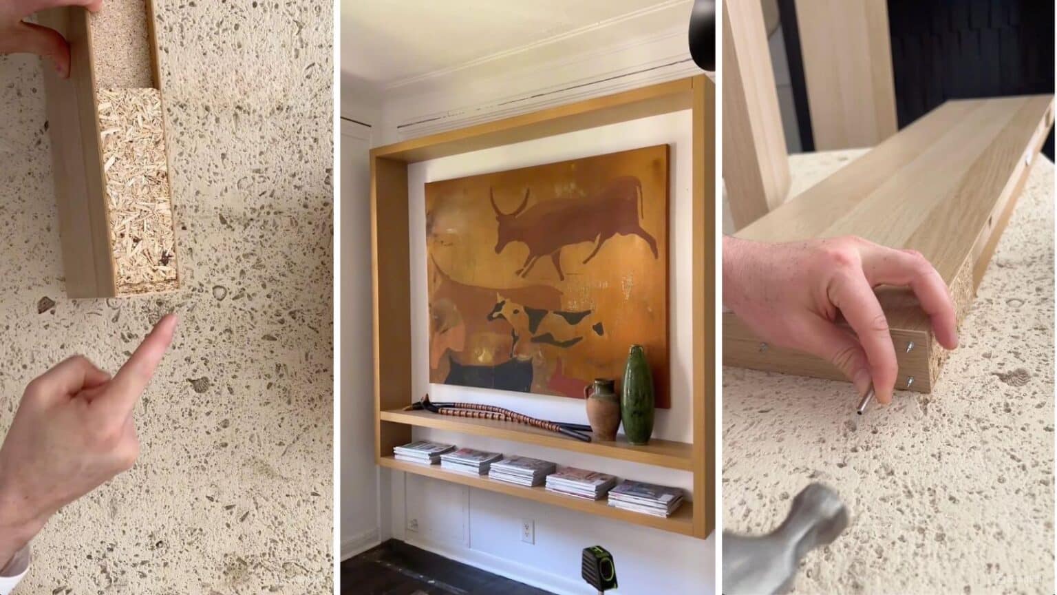 wall-mounted-bookshelf-ikea-lack-hack-1536x864 - IKEA Hackers easy IKEA Hack using LACK shelves to create a framed focal point