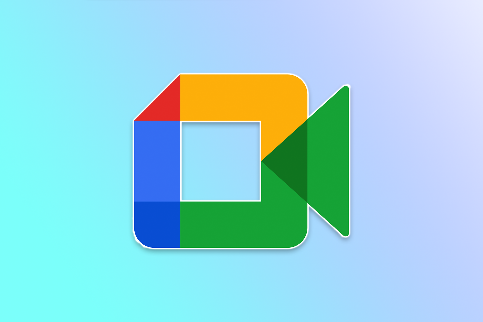 The Google Meet logo over a colorful background.