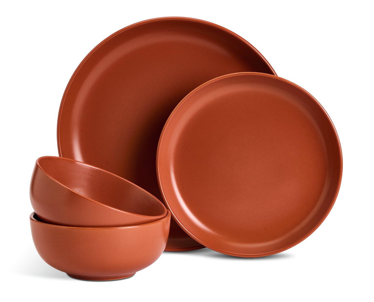 Habitat 12 Piece Stoneware Dinner Set - Rust